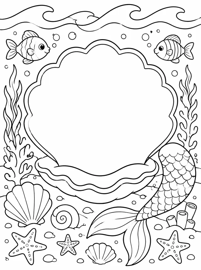 Free Mermaid Coloring Pages preview: Adult Mermaid Detailed Mermaid Reef coloring page