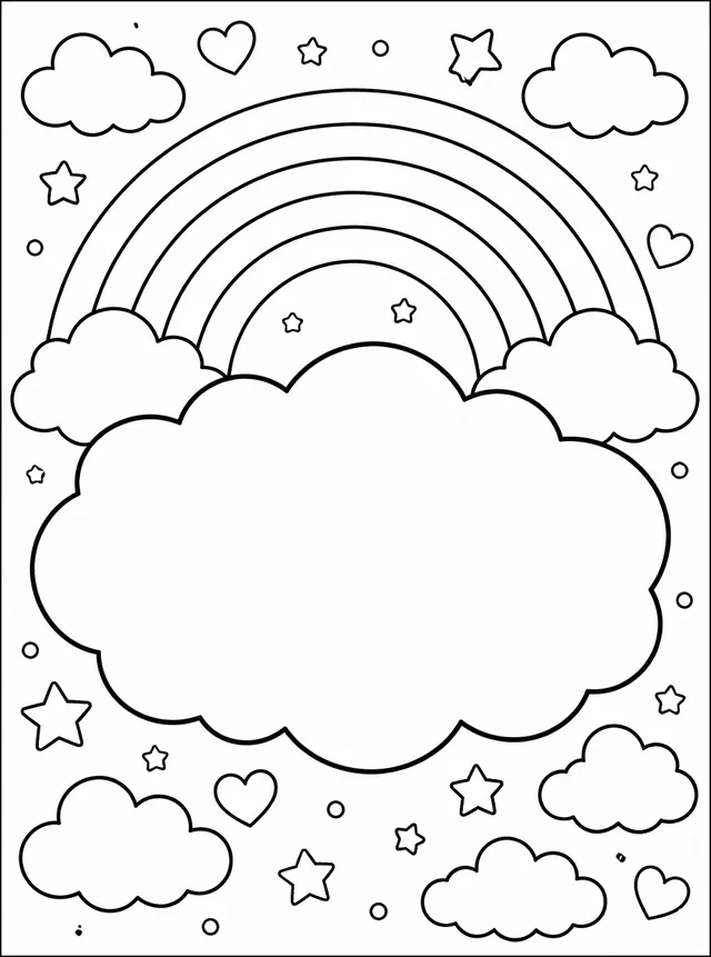 Rainbow Coloring Pages preview: Rainbow Cloud Rainbow Cloud Rainbow Cloud Arch coloring page