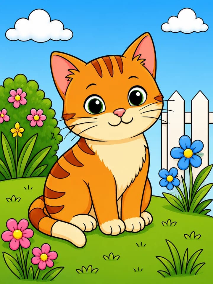 Disegno di gatto con colore digitale croccante