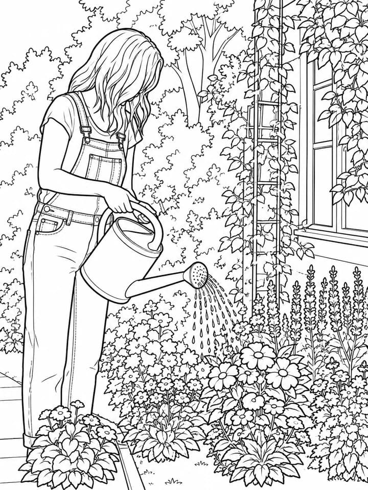 Flower Coloring Pages preview: Single Flower printable flower coloring page for kids
