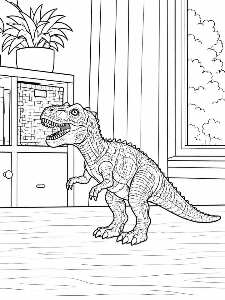Dinosaur Coloring Pages preview: Dinosaur Friendly Volcano coloring page