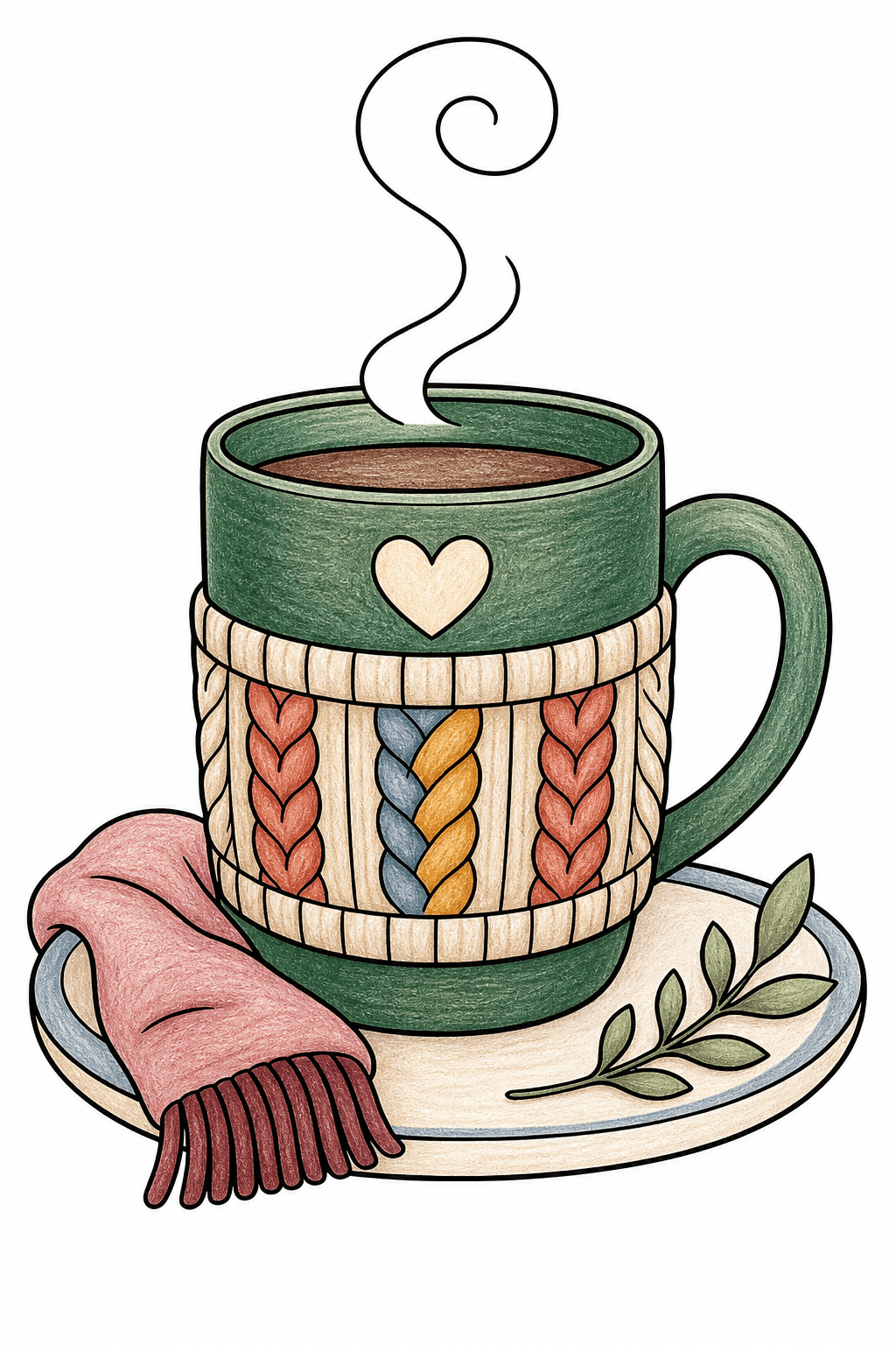 Simple Adult Cozy Mug Outline colored-pencil colorized preview