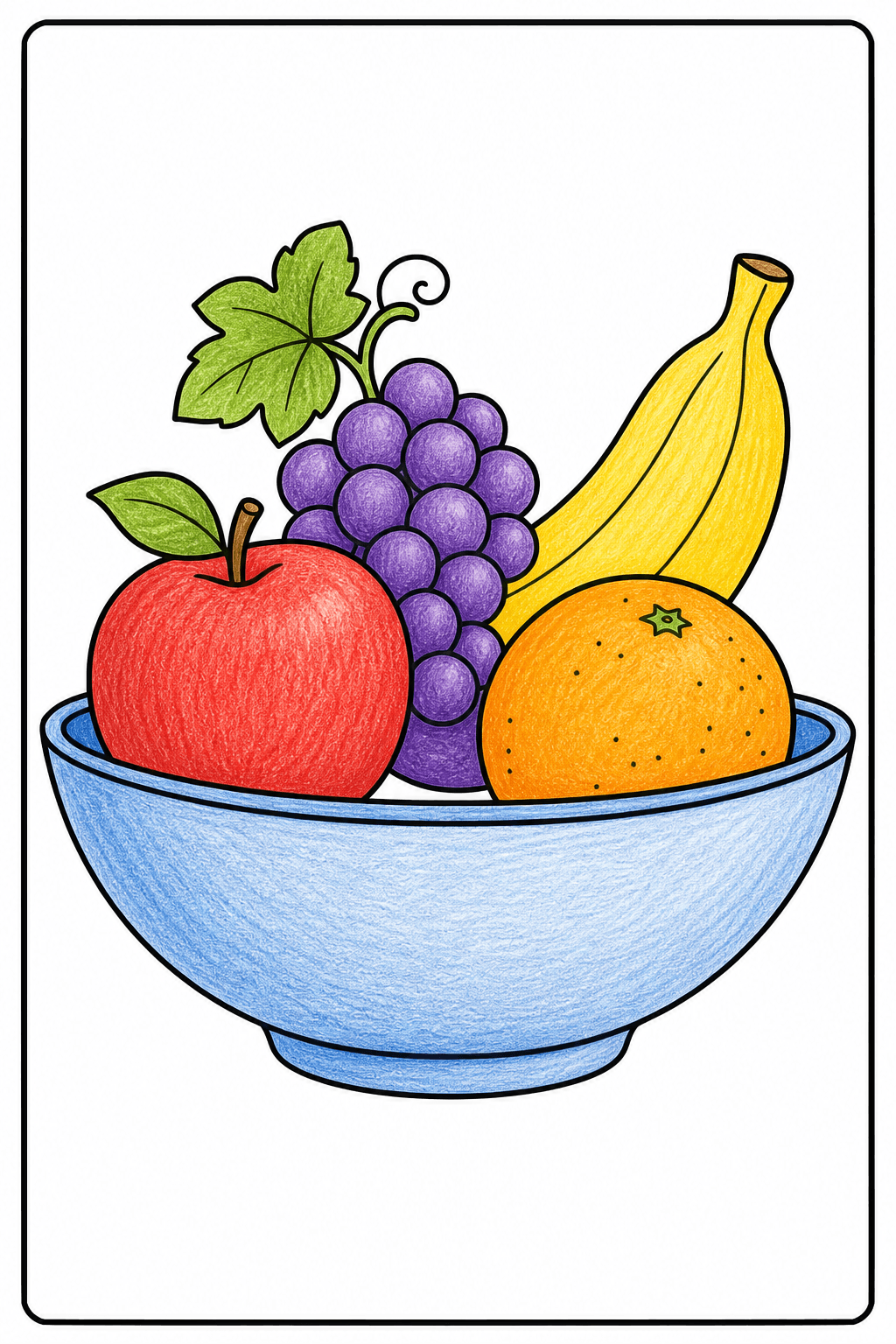 Simple Adult Easy Fruit Bowl colored-pencil colorized preview