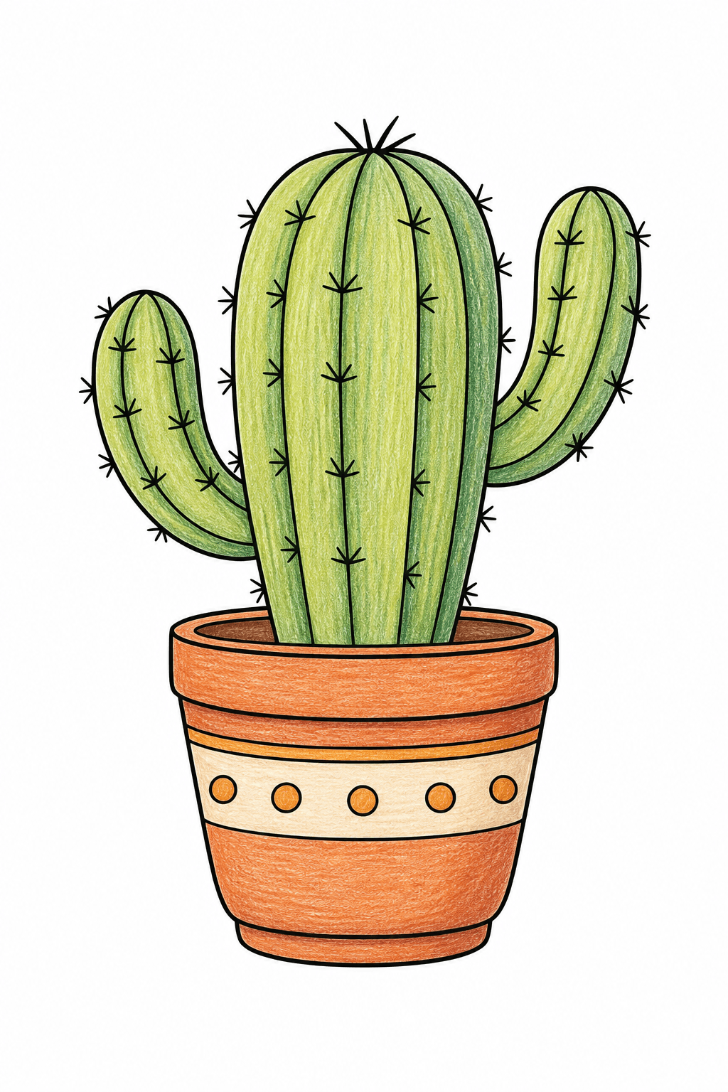 Simple Adult Simple Cactus Pot colored-pencil colorized preview