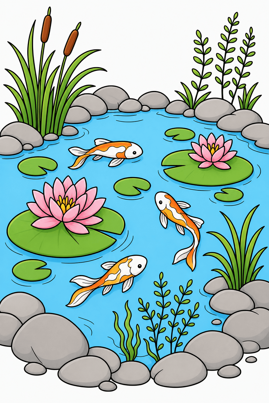 Simple Adult Simple Fish Pond clean-digital colorized preview