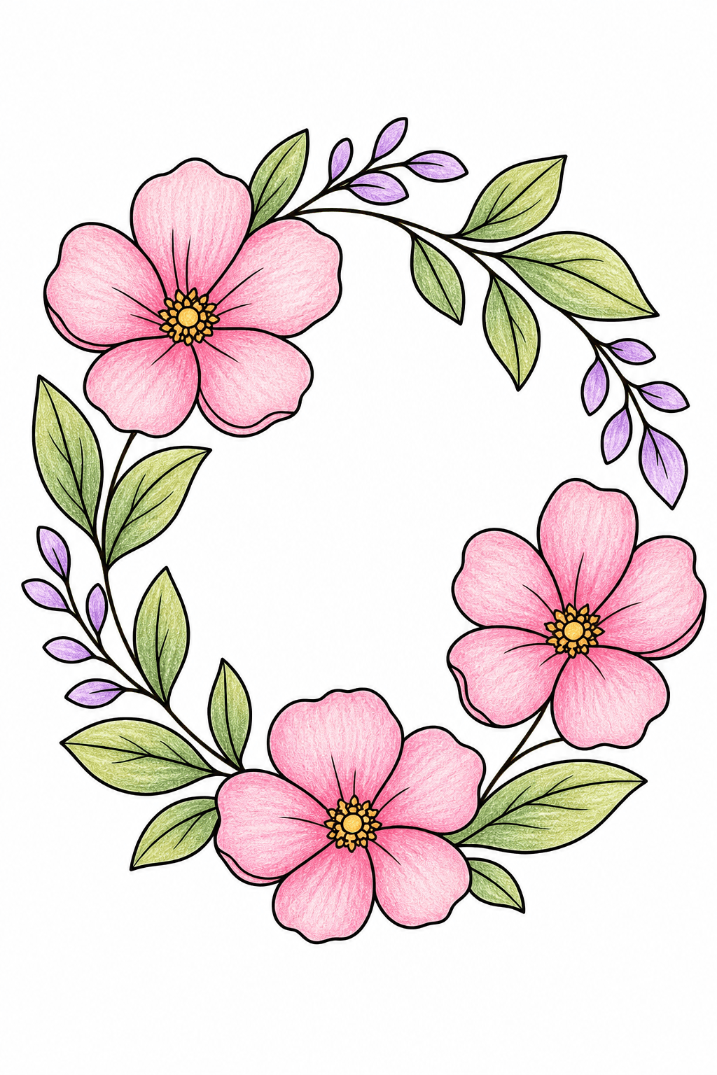 Simple Adult Simple Floral Wreath colored-pencil colorized preview