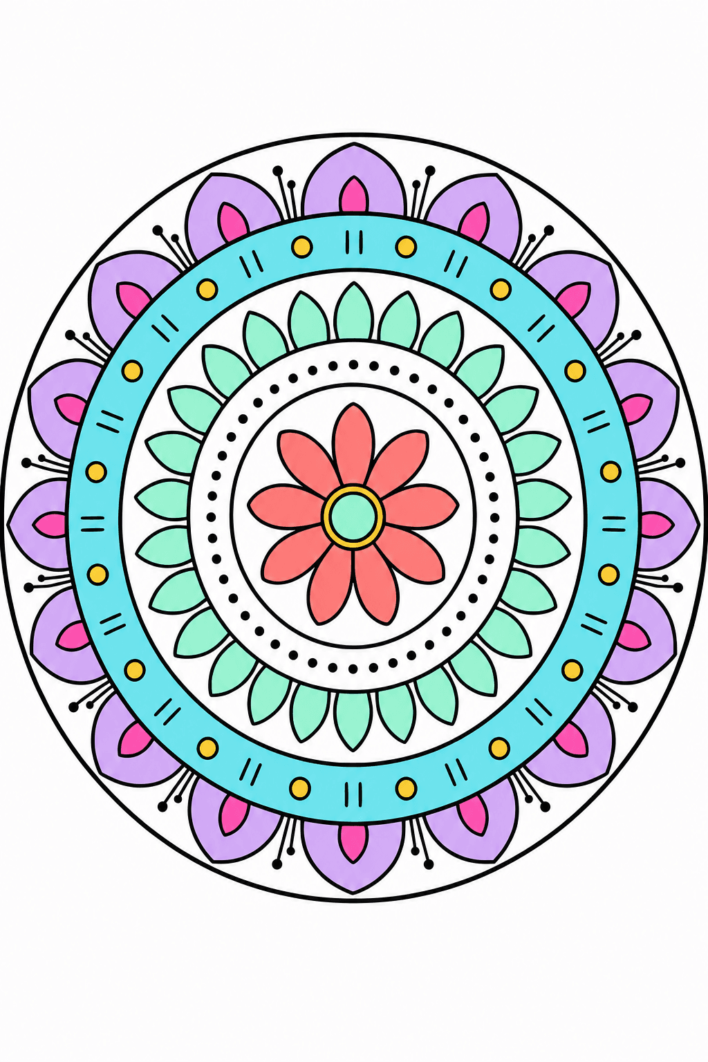 Simple Adult Simple Mandala Rings clean-digital colorized preview