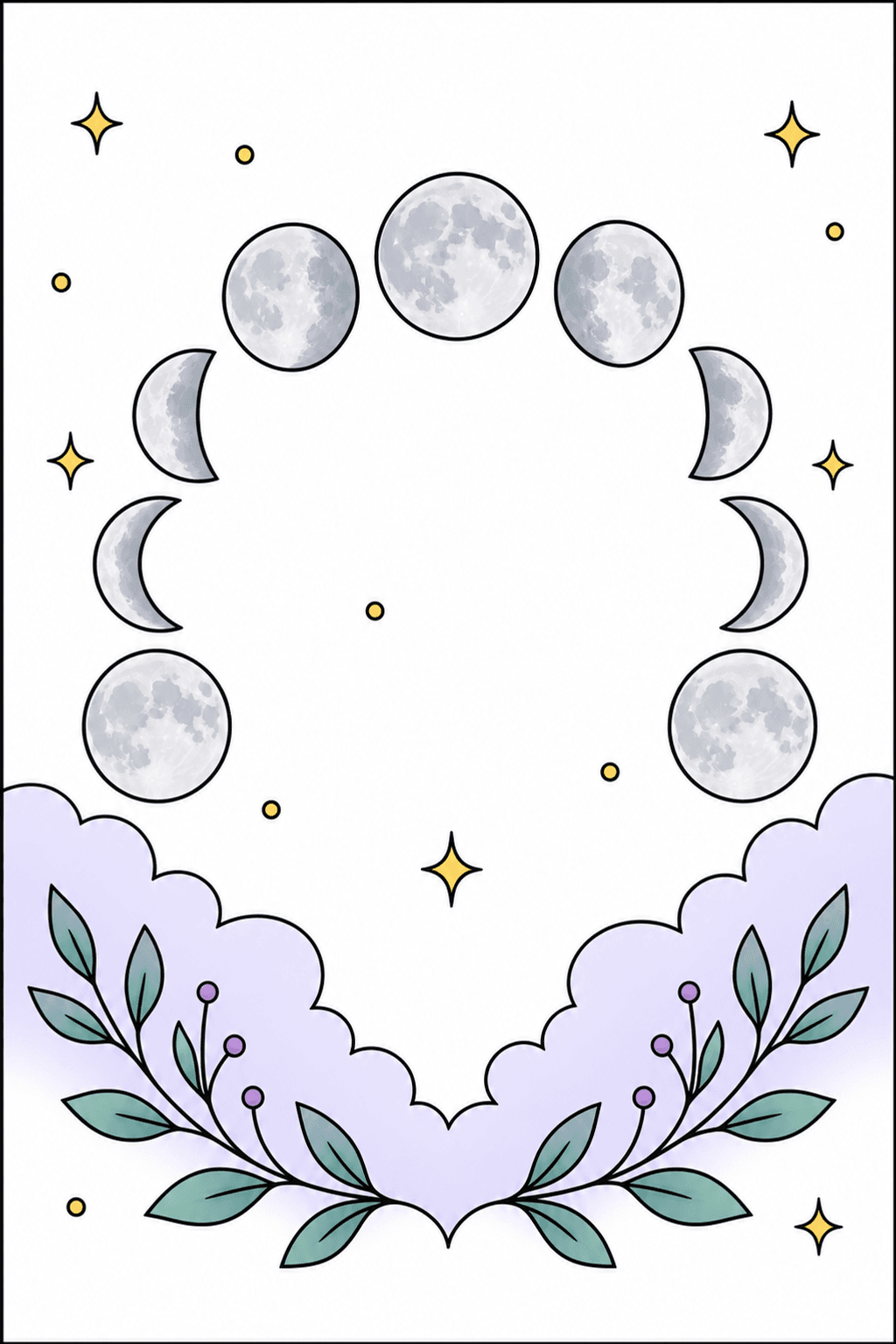 Simple Adult Simple Moon Phases clean-digital colorized preview