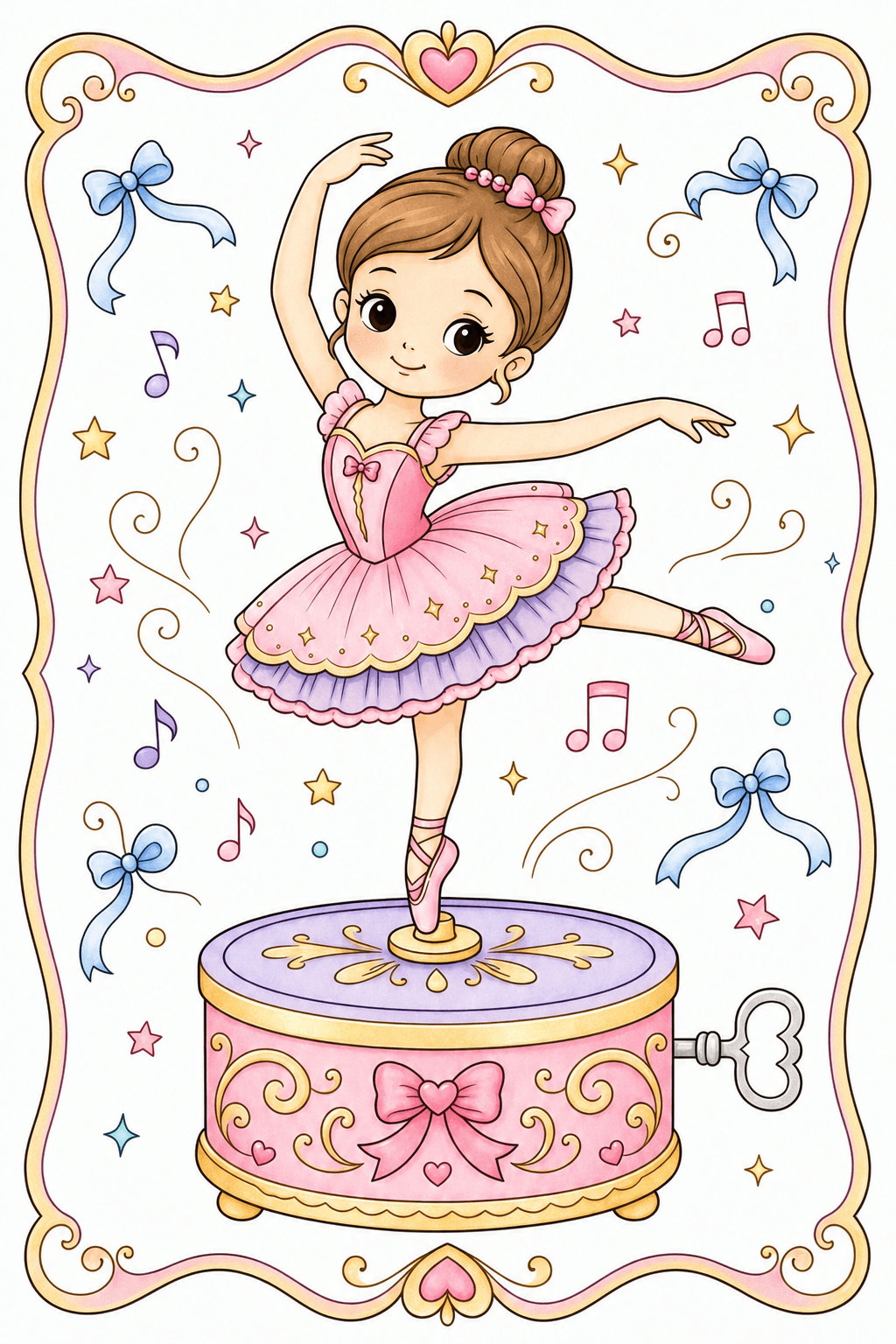 Ballerina Dancing on a Music Box storybook colorized preview