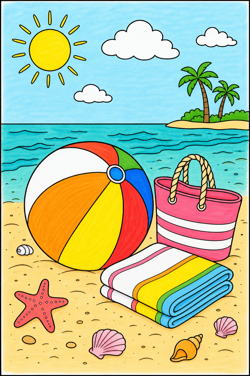 Beach Ball, Towel and Tote Bag marker colorized preview