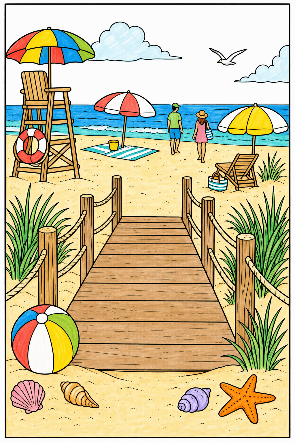 Beach Boardwalk and Lifeguard Chair marker colorized preview