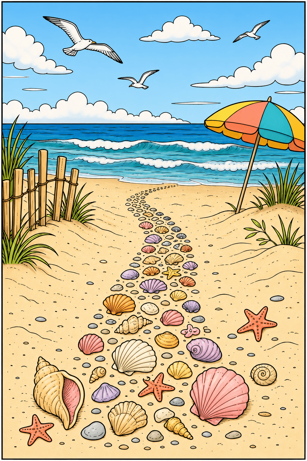 Shell Path Through Beach Dunes clean-digital colorized preview