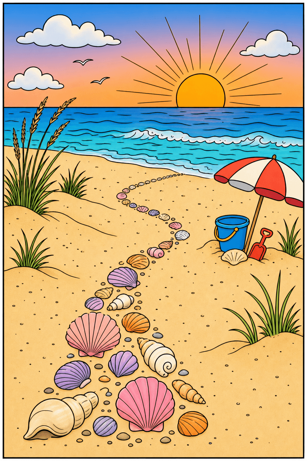 Shell Trail to Sunset Waves clean-digital colorized preview