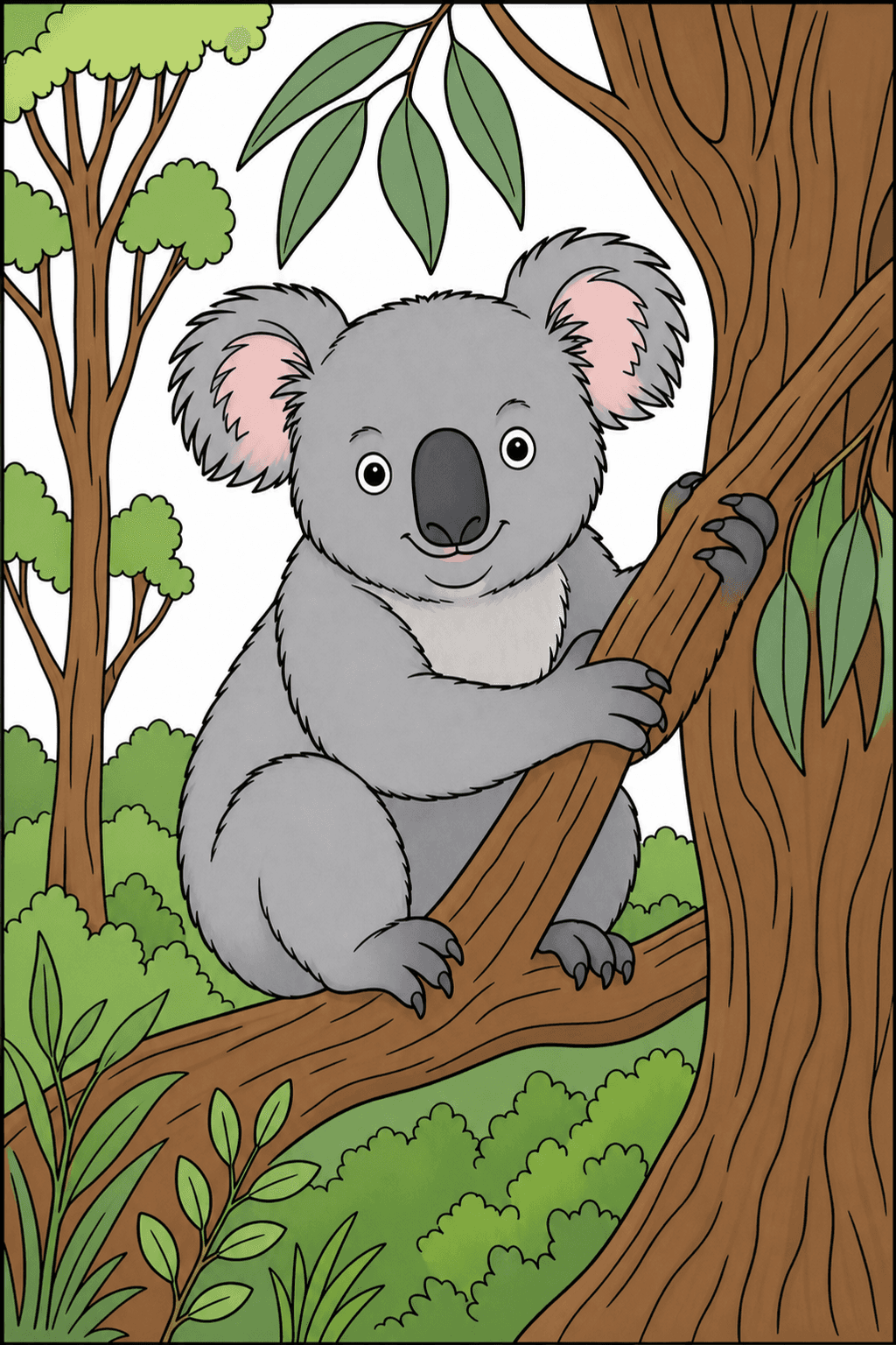 Koala Climbing a Forest Tree clean-digital colorized preview