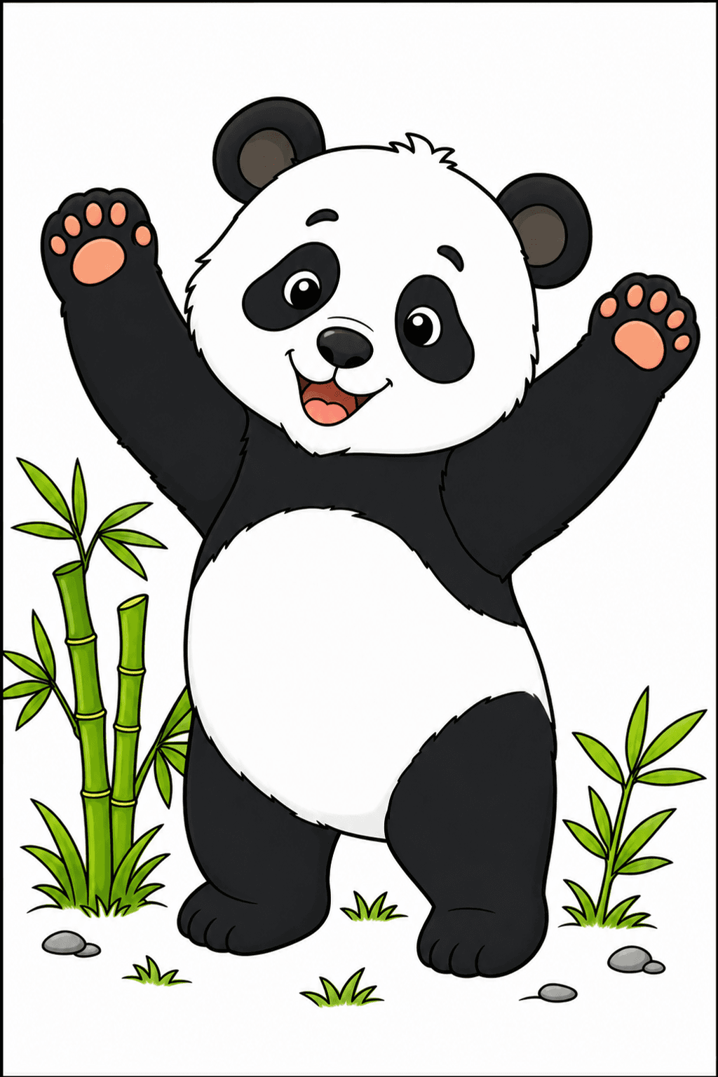 Playful Panda with Raised Paws clean-digital colorized preview