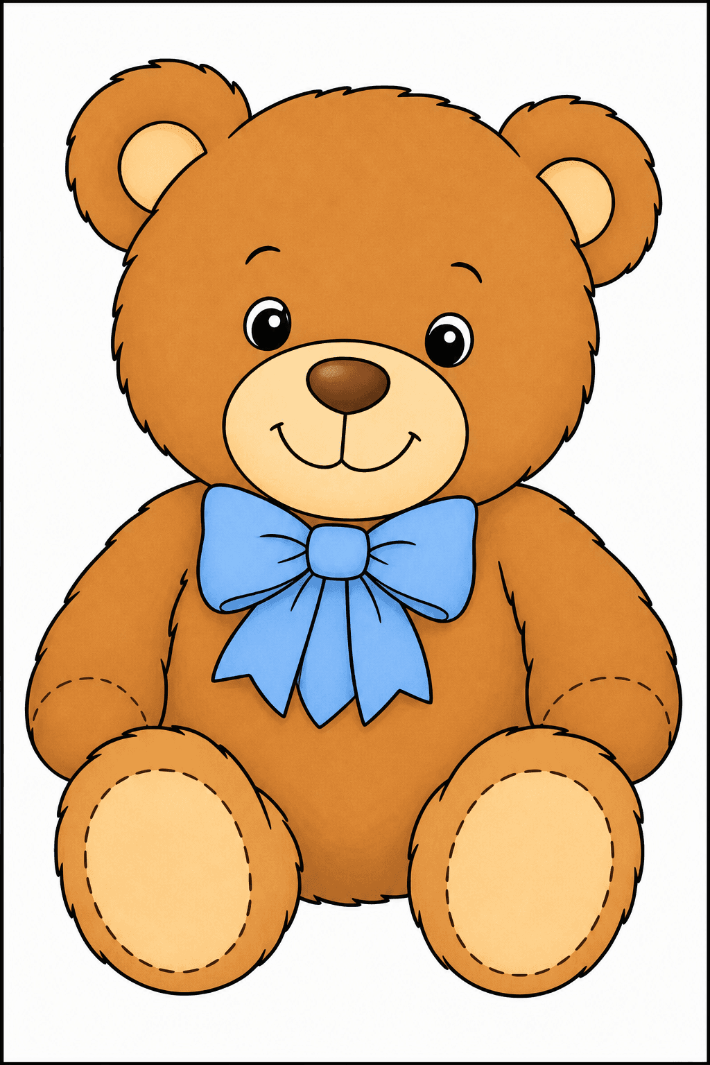 Teddy Bear with a Bow clean-digital colorized preview