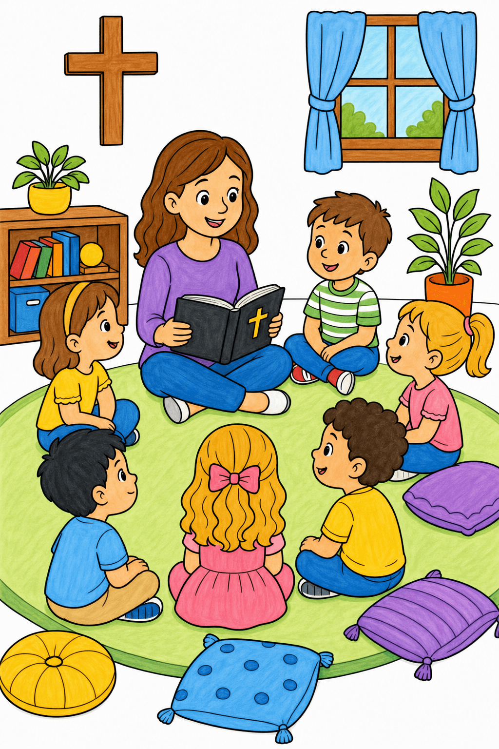 Bible Story Circle for Preschool Children marker colorized preview