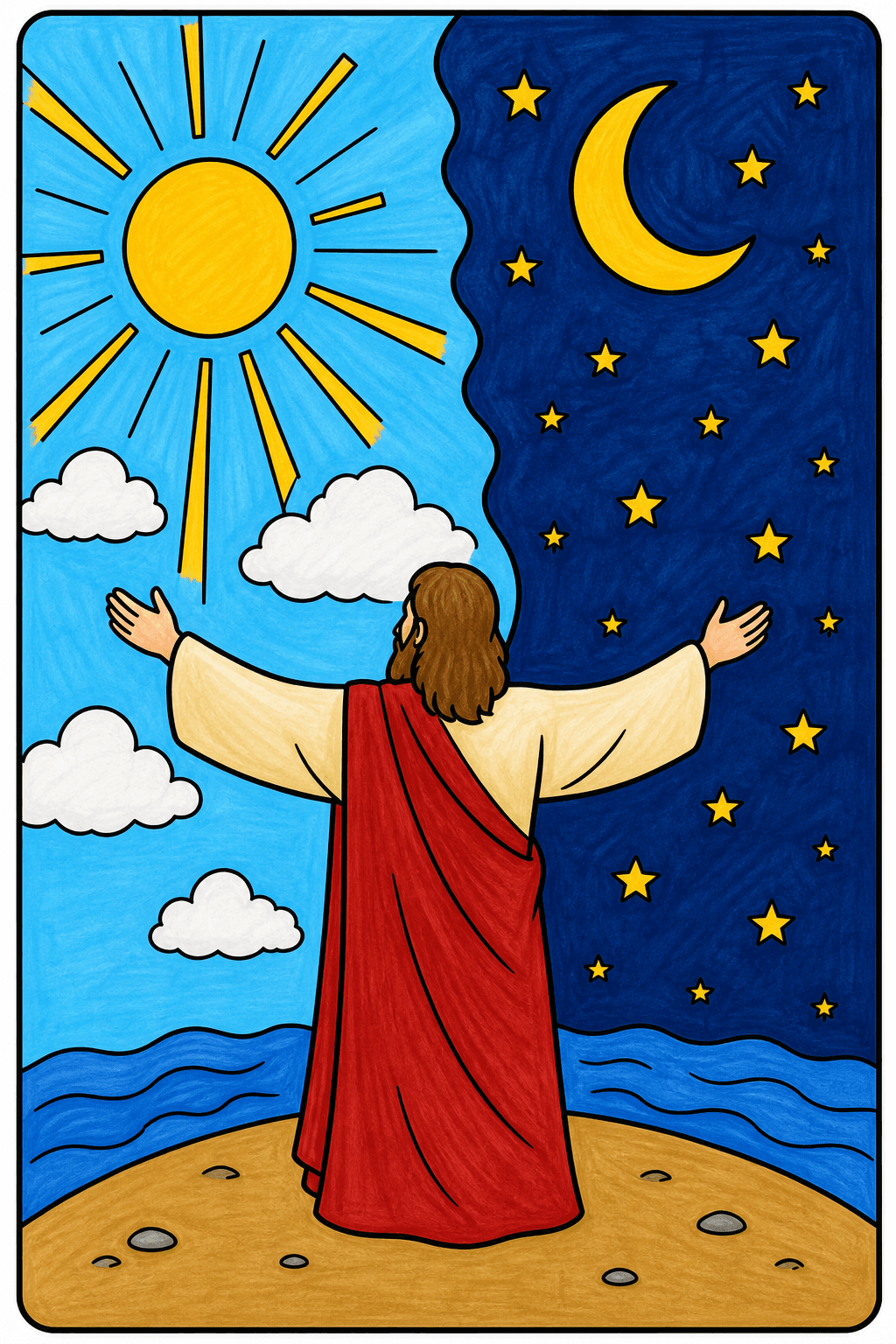 Simple Bible Creation Day One Light and Dark marker colorized preview