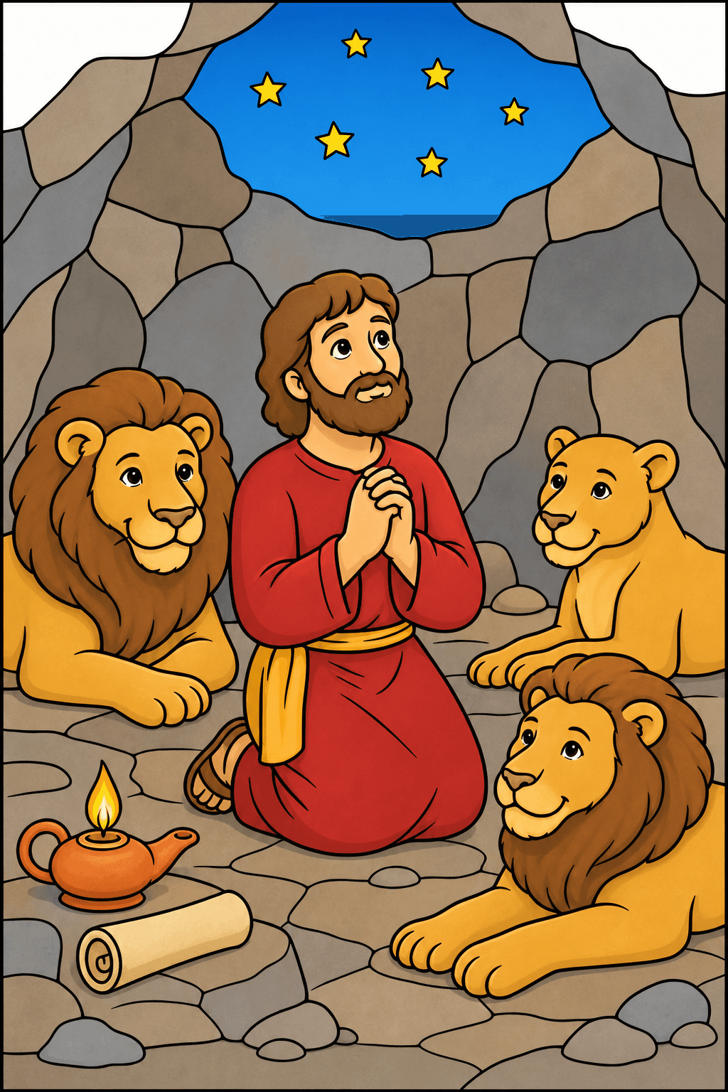 Simple Bible Daniel Lions Den clean-digital colorized preview