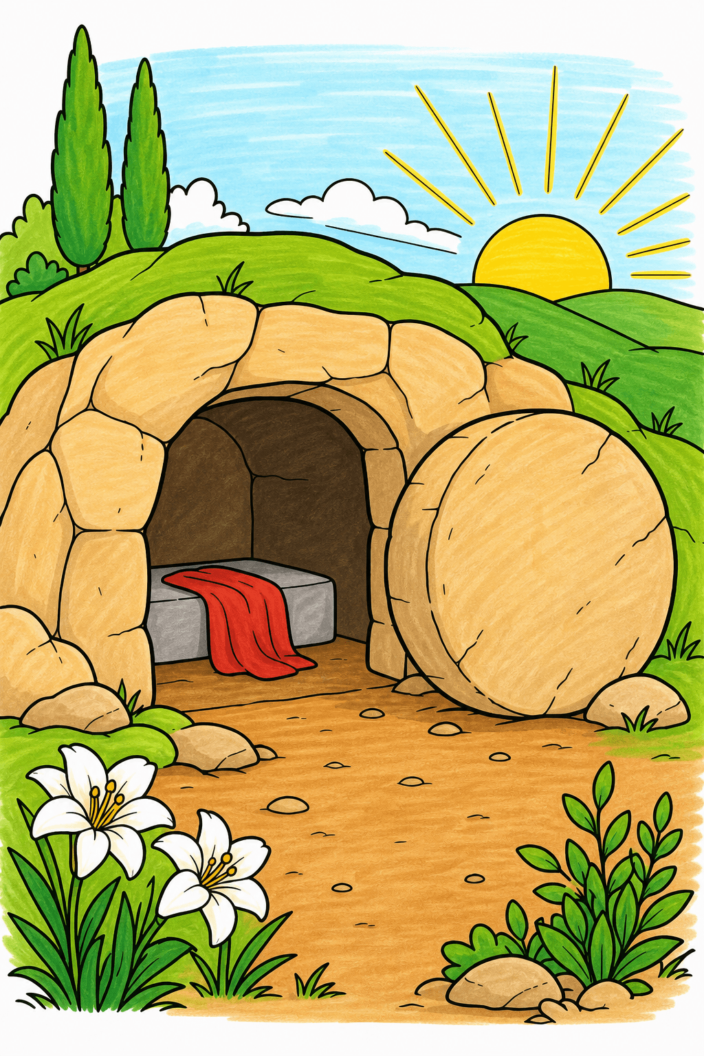 Simple Bible Empty Tomb marker colorized preview