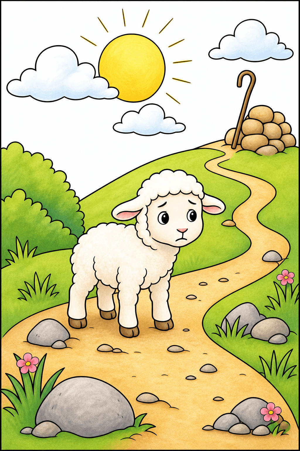 Simple Bible Lost Sheep Bible storybook colorized preview