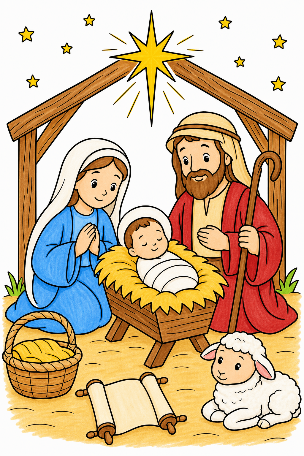Simple Bible Nativity Bible marker colorized preview