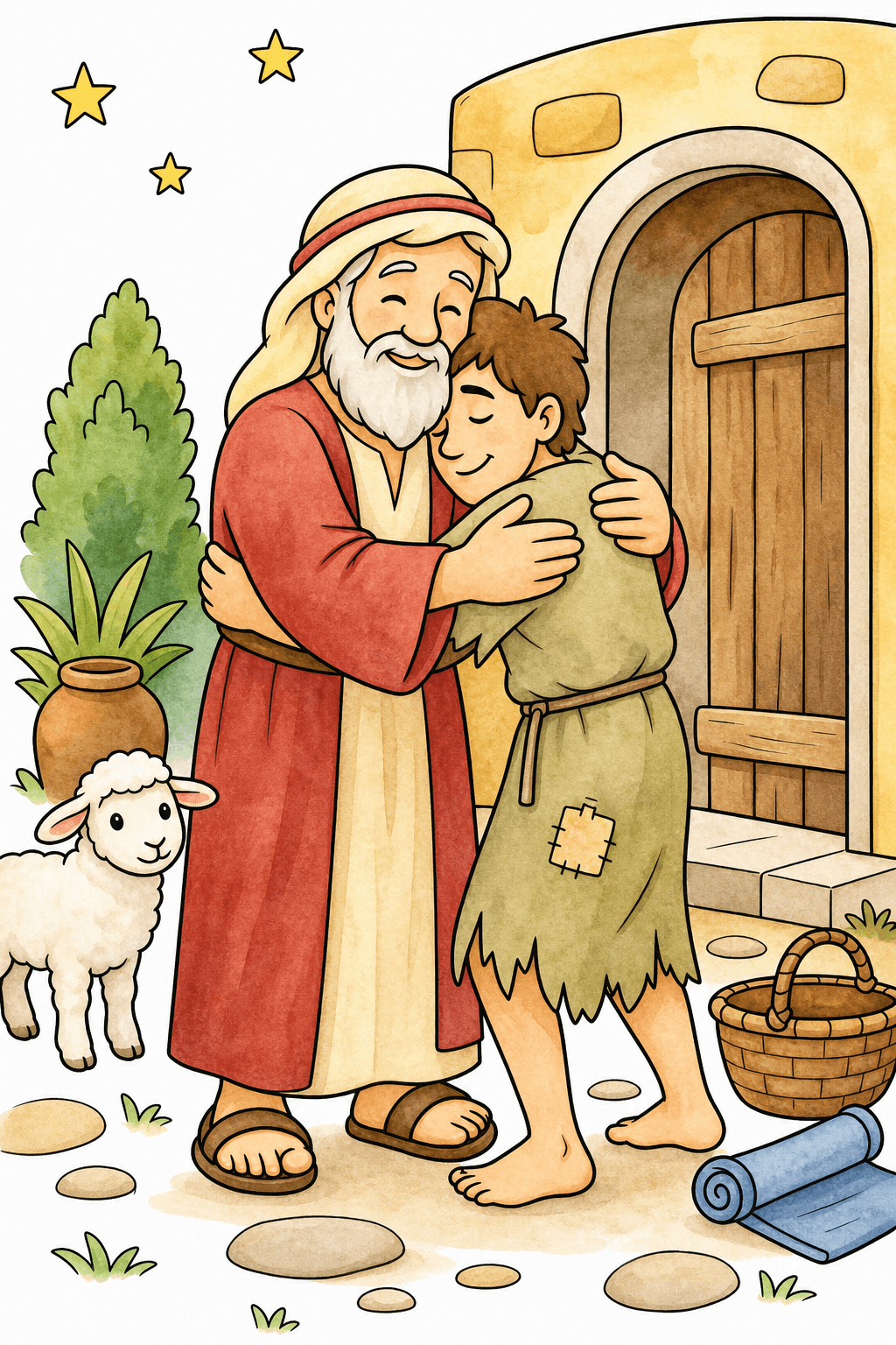 Simple Bible Prodigal Son watercolor colorized preview