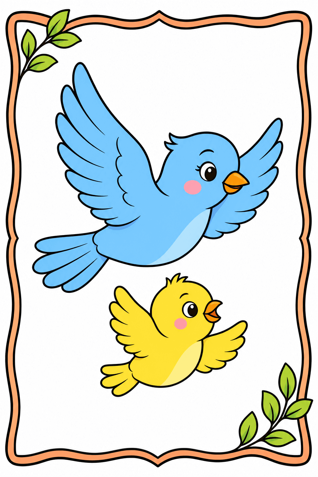 Parent Bird Flying with a Chick clean-digital colorized preview