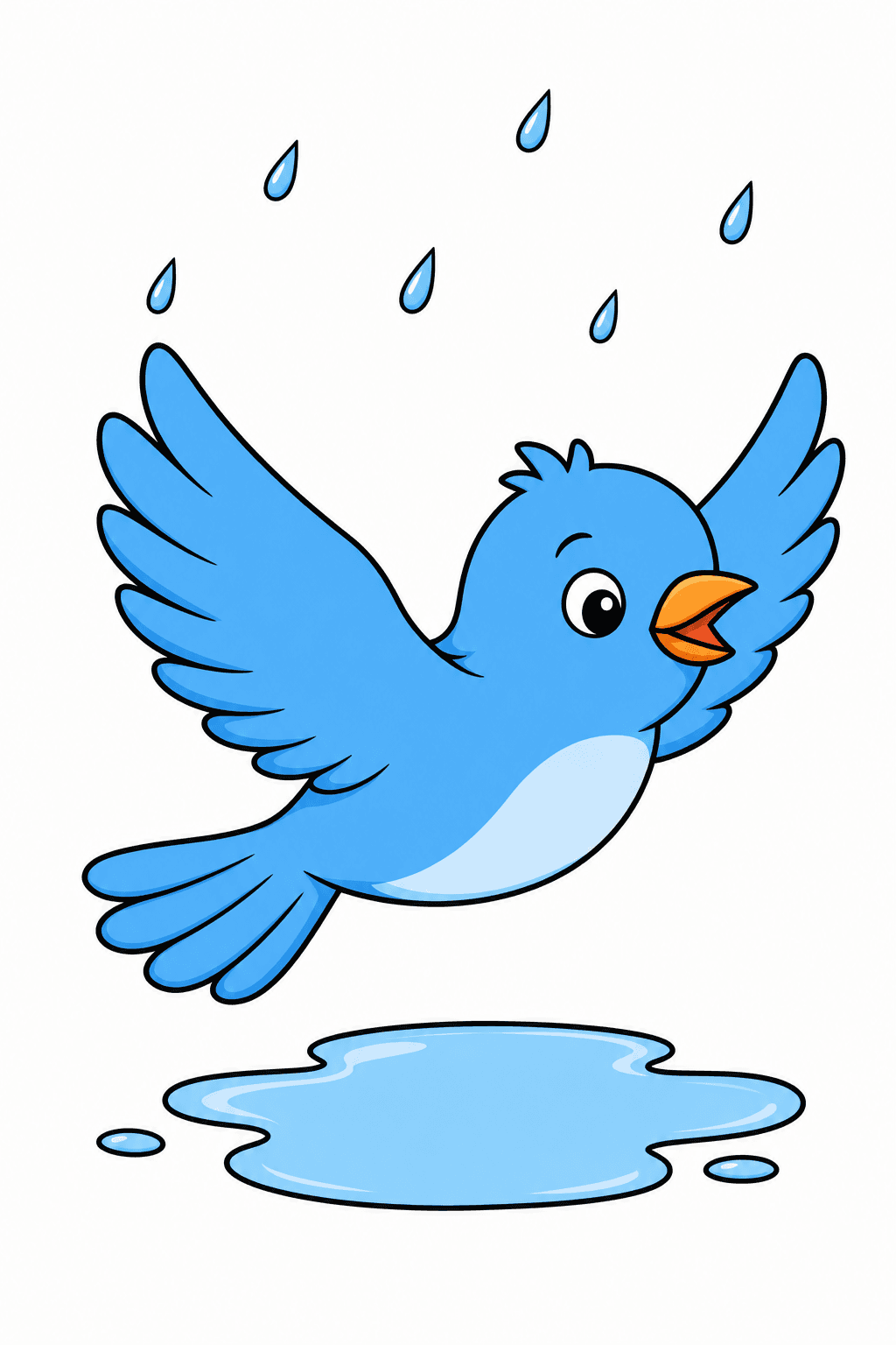Bird Flying Over a Puddle clean-digital colorized preview