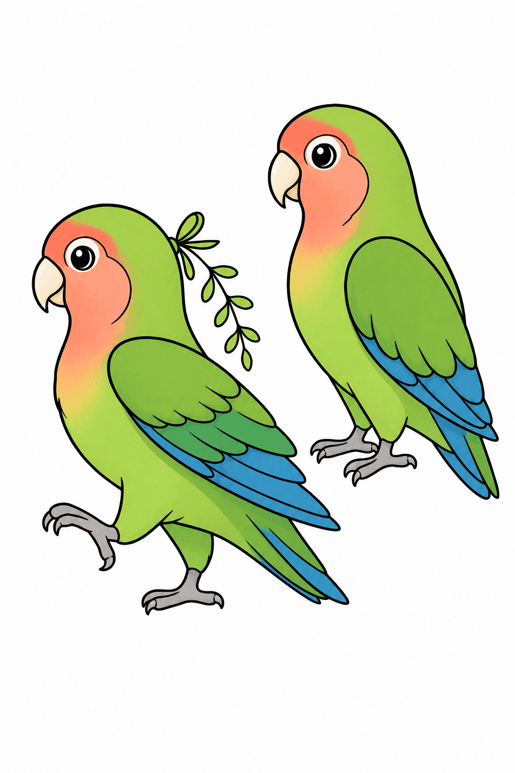 Two Lovebirds in Side View clean-digital colorized preview
