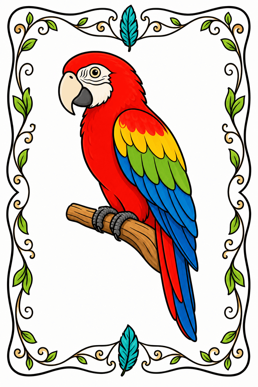 Parrot in a Leafy Ornamental Frame clean-digital colorized preview