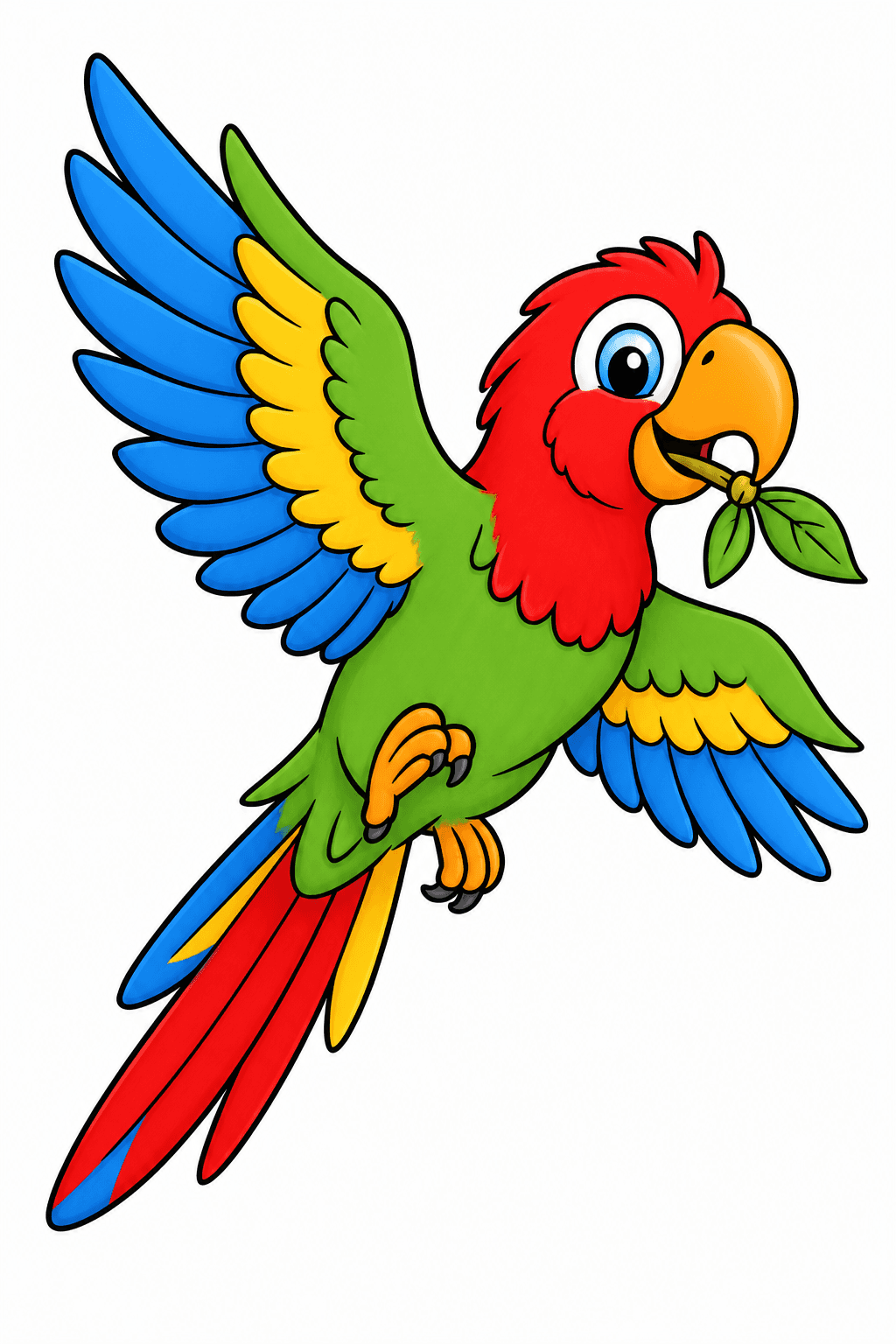 Flying Parrot Holding a Leafy Sprig clean-digital colorized preview
