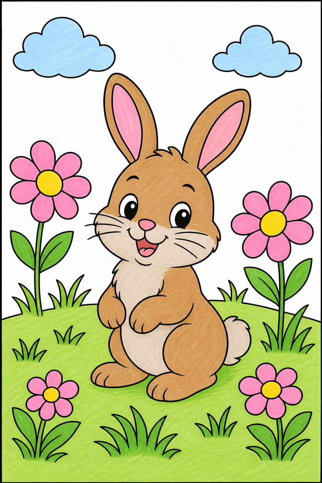 Bunny in a Flower Meadow marker colorized preview