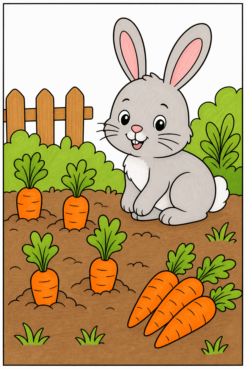 Bunny Beside Picked Carrots marker colorized preview