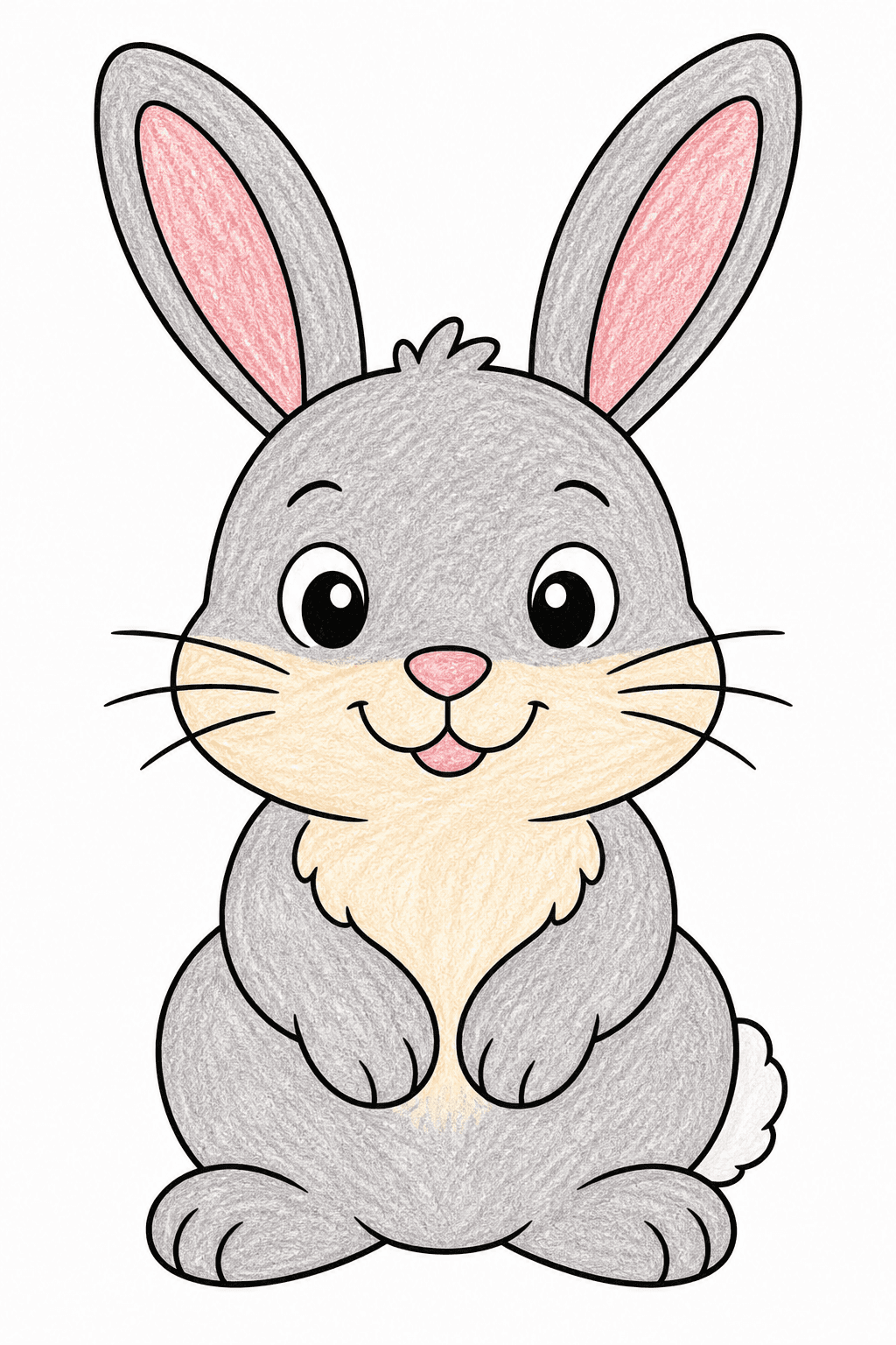 Simple Portrait of a Sitting Bunny crayon colorized preview