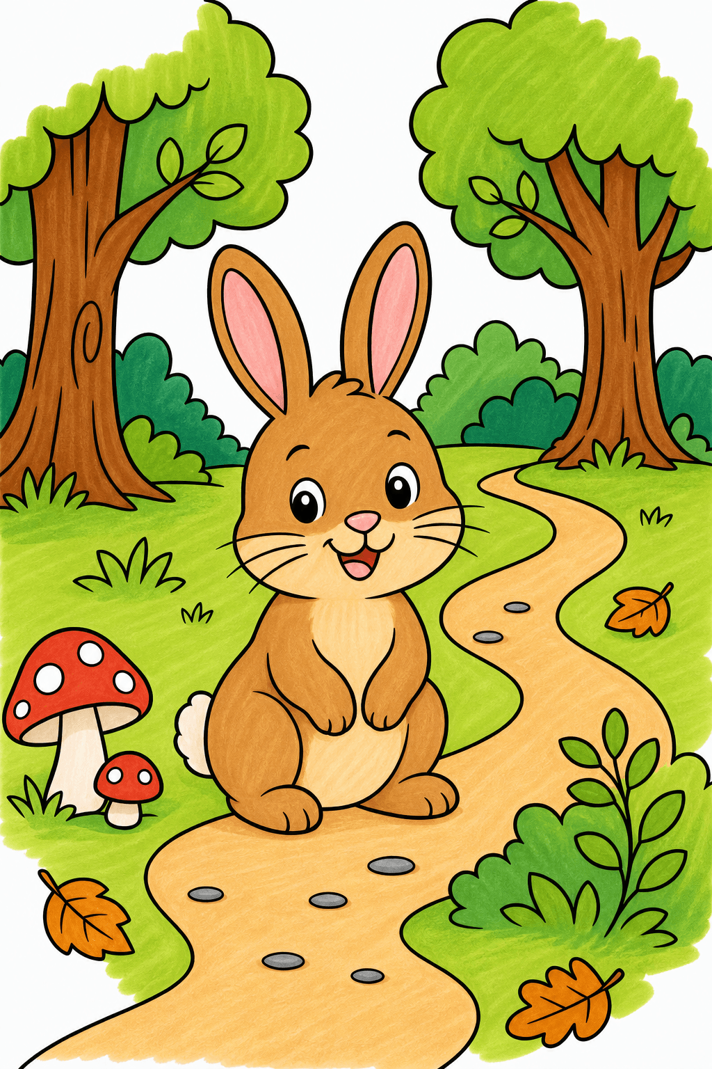 Bunny on Curving Forest Path marker colorized preview