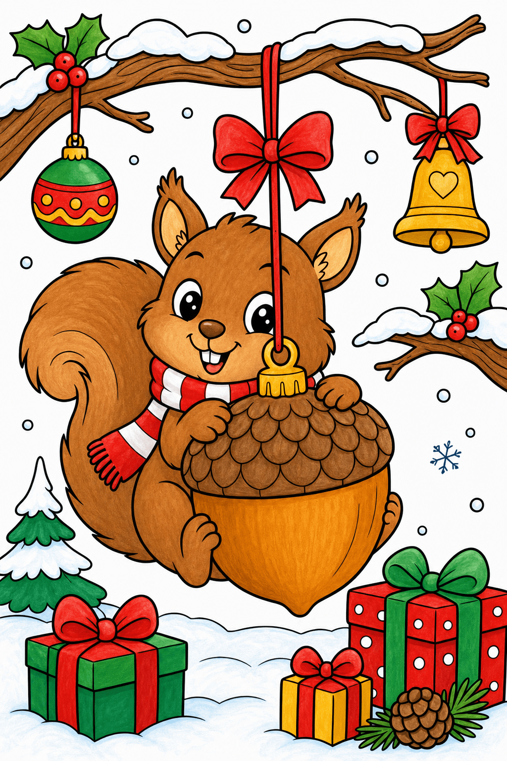 Christmas Animal Squirrel Hanging Acorn Ornament marker colorized preview