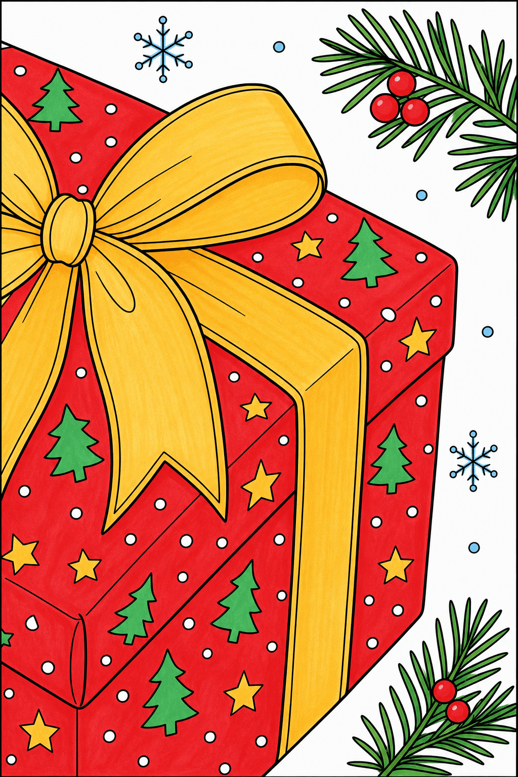 Wrapped Christmas Gift with a Large Bow marker colorized preview