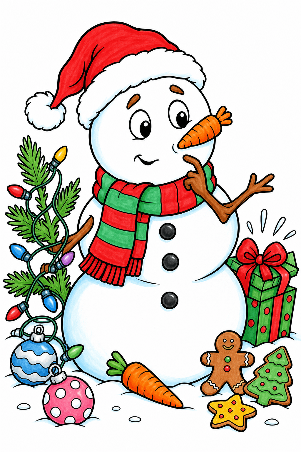 Funny Christmas Snowman with Carrot Nose Mixup marker colorized preview