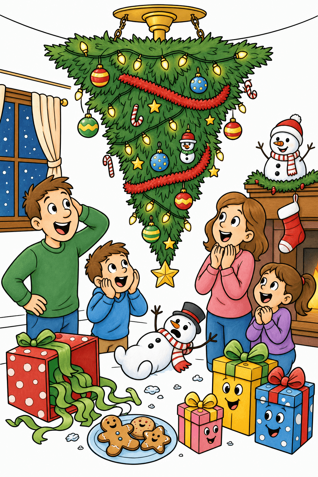Funny Christmas Upside Down Christmas Tree Surprise storybook colorized preview