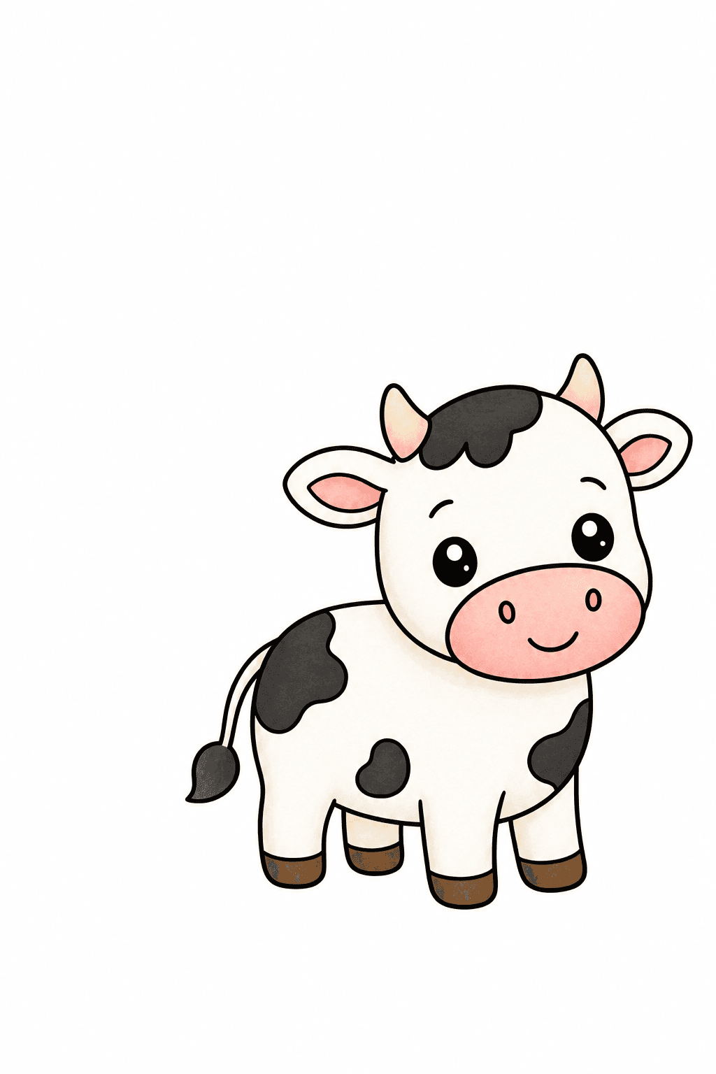 Easy Kawaii Cow Coloring Page storybook colorized preview
