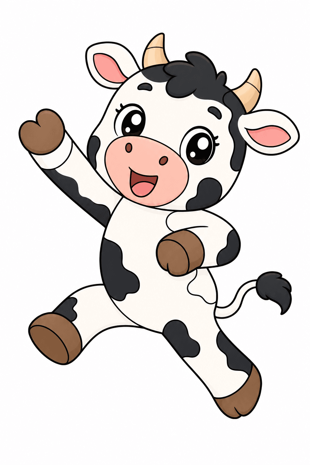 Playful Kawaii Cow clean-digital colorized preview