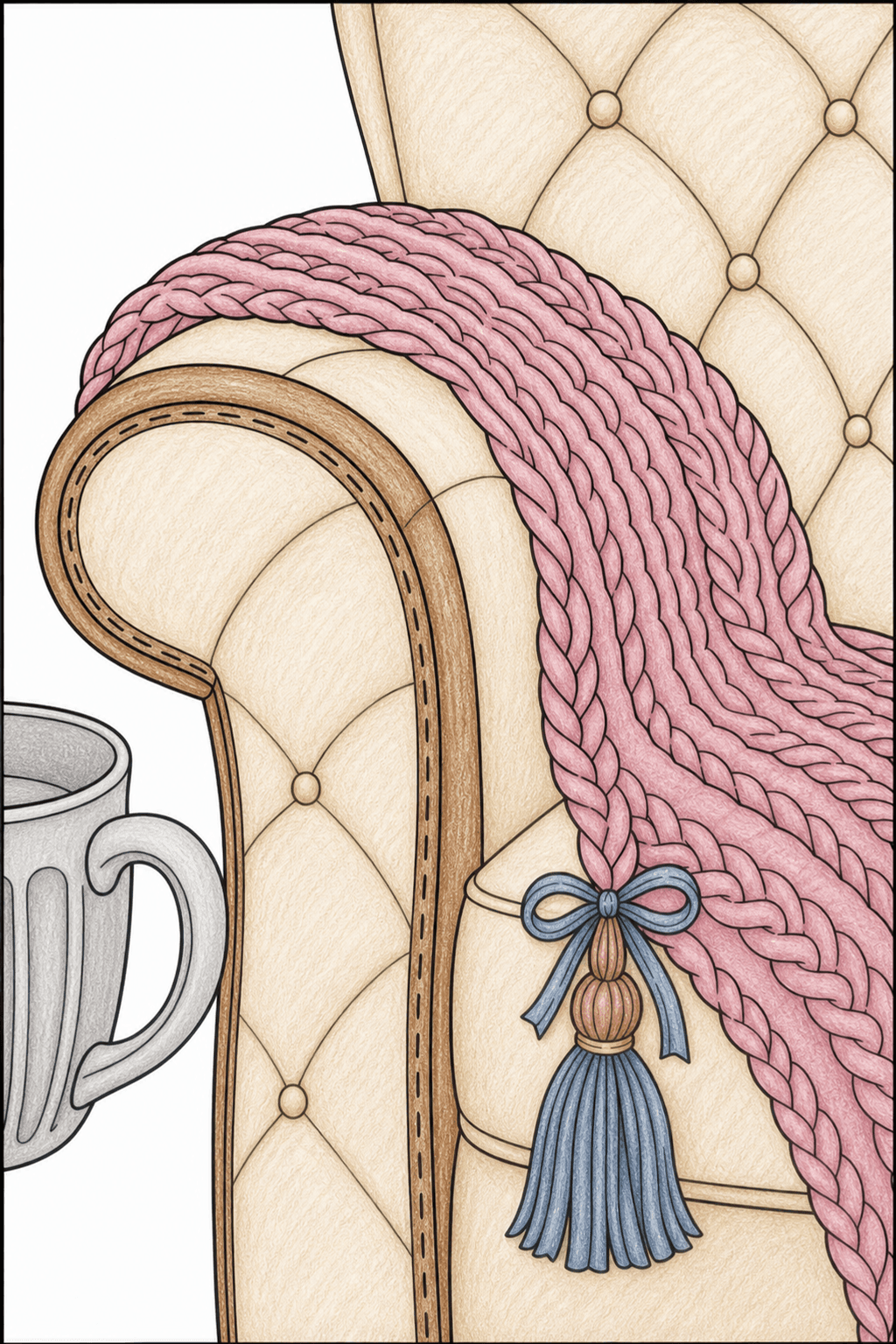 Braided Blanket on a Tufted Chair colored-pencil colorized preview