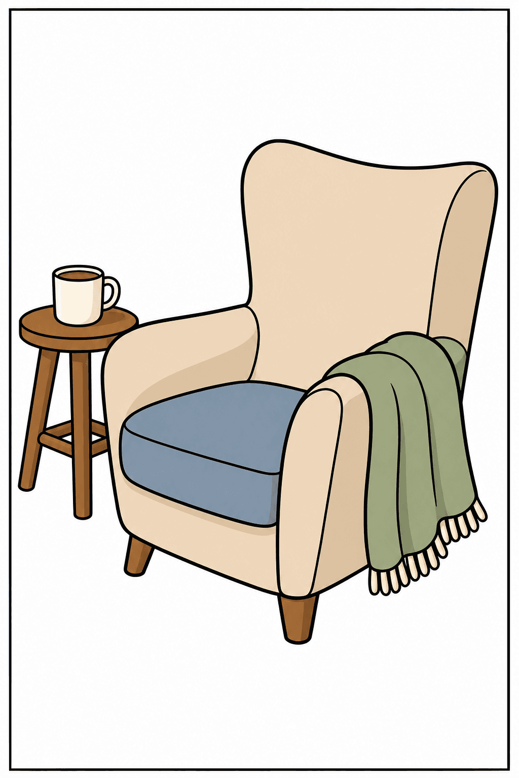 Simple Armchair with a Blanket and Mug clean-digital colorized preview