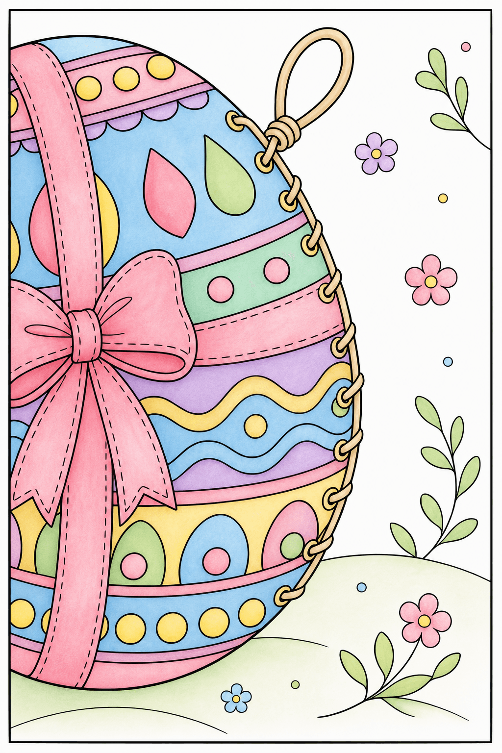 Laced Easter Egg with a Ribbon Bow storybook colorized preview