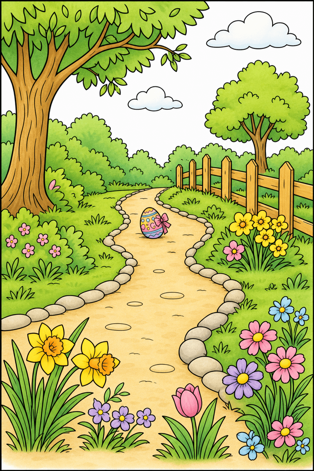 Easter Egg on a Winding Garden Path storybook colorized preview