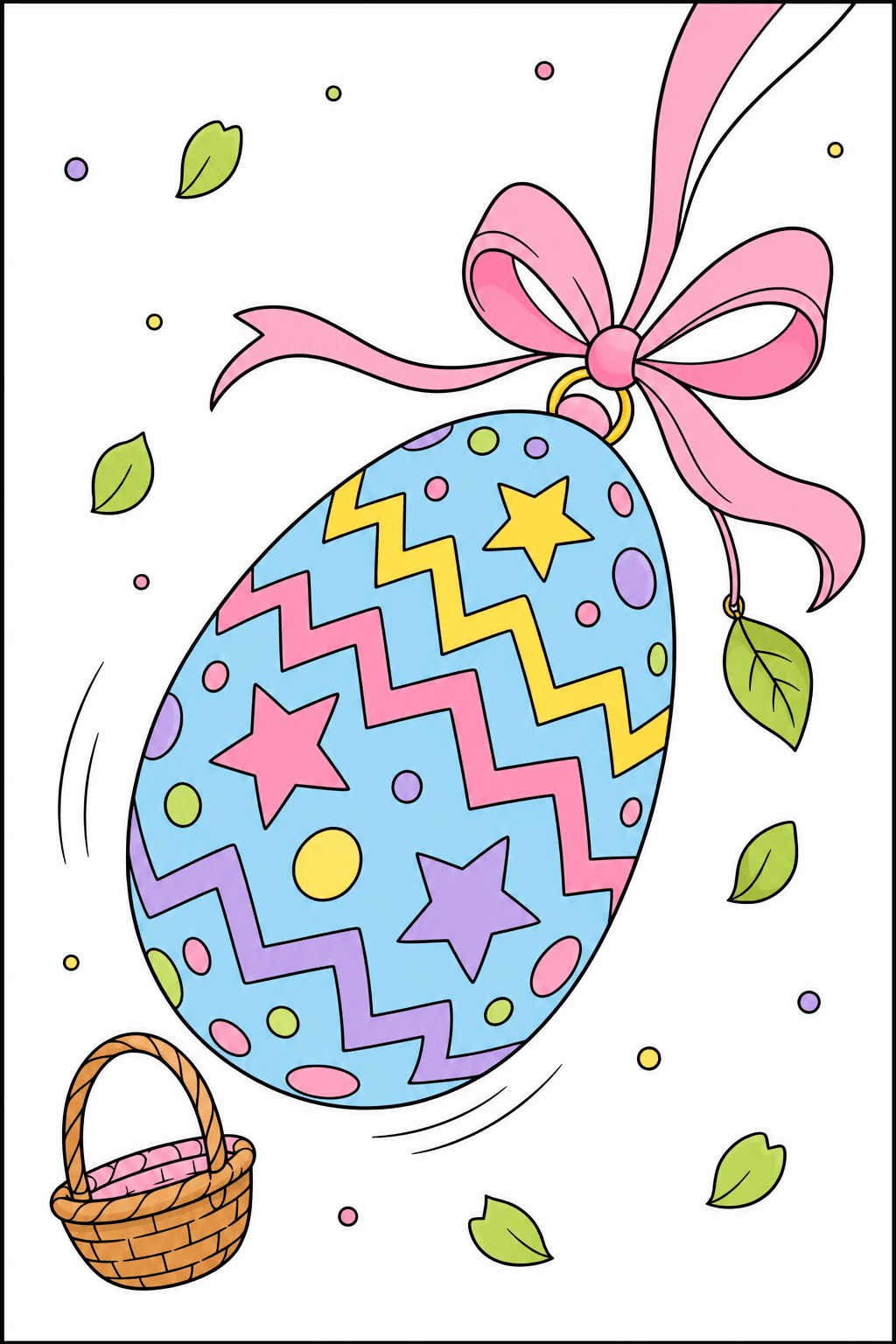 Patterned Easter Egg with a Flowing Bow clean-digital colorized preview