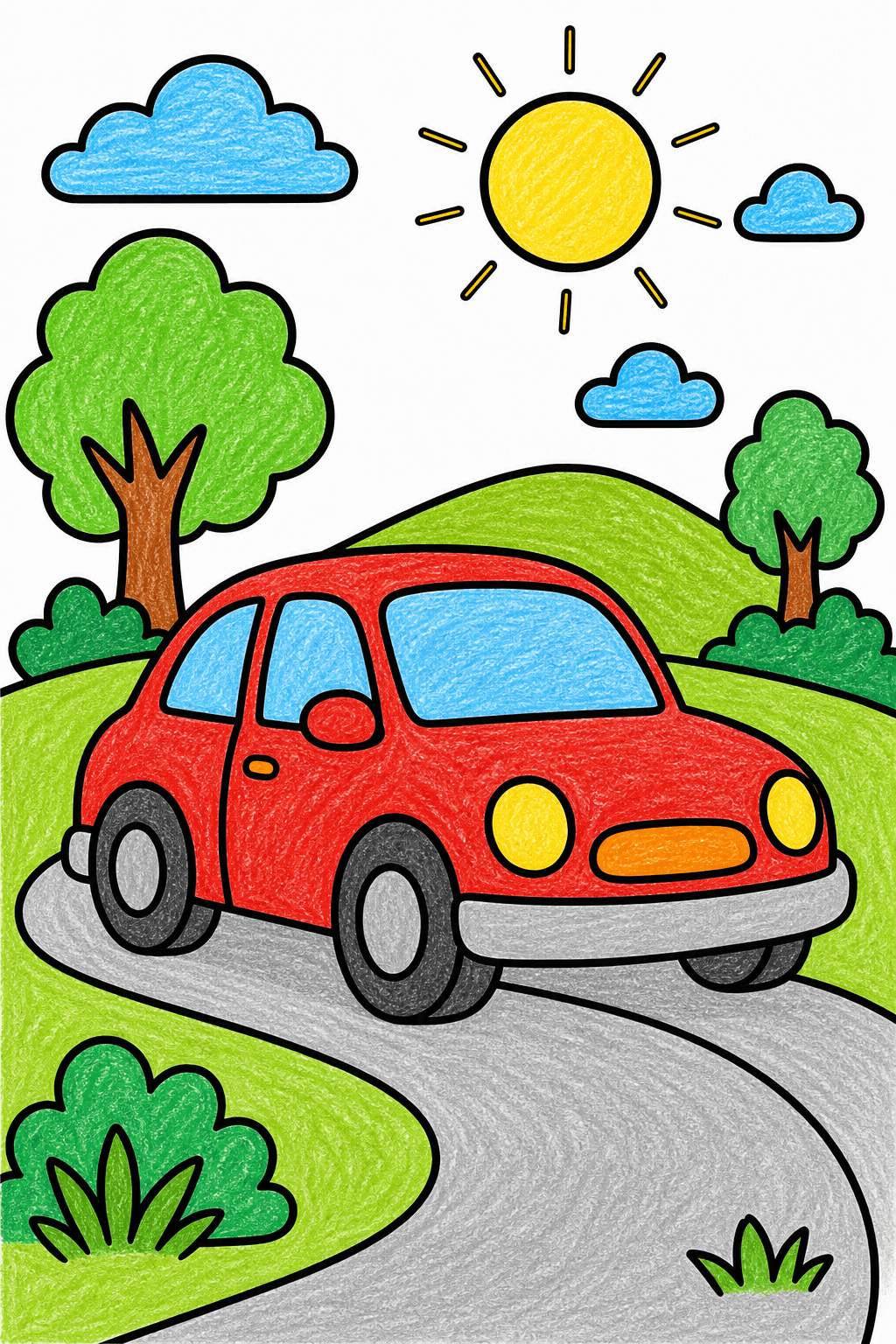 Bold and Easy Bold Easy Car crayon colorized preview