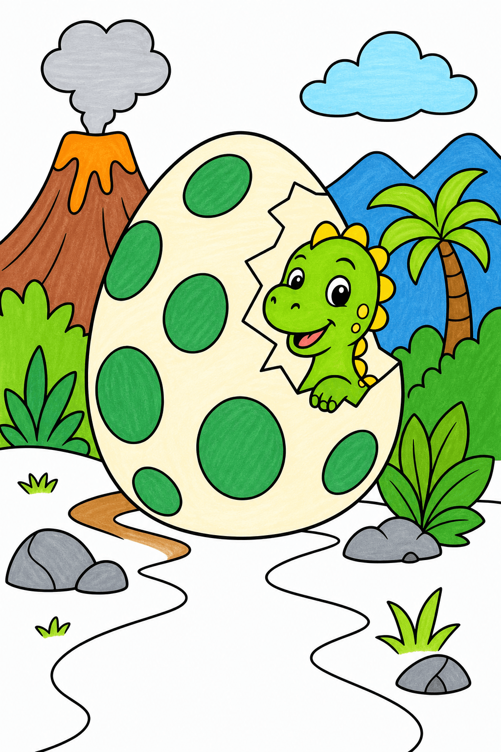 Hatching Dinosaur on a Prehistoric Path marker colorized preview