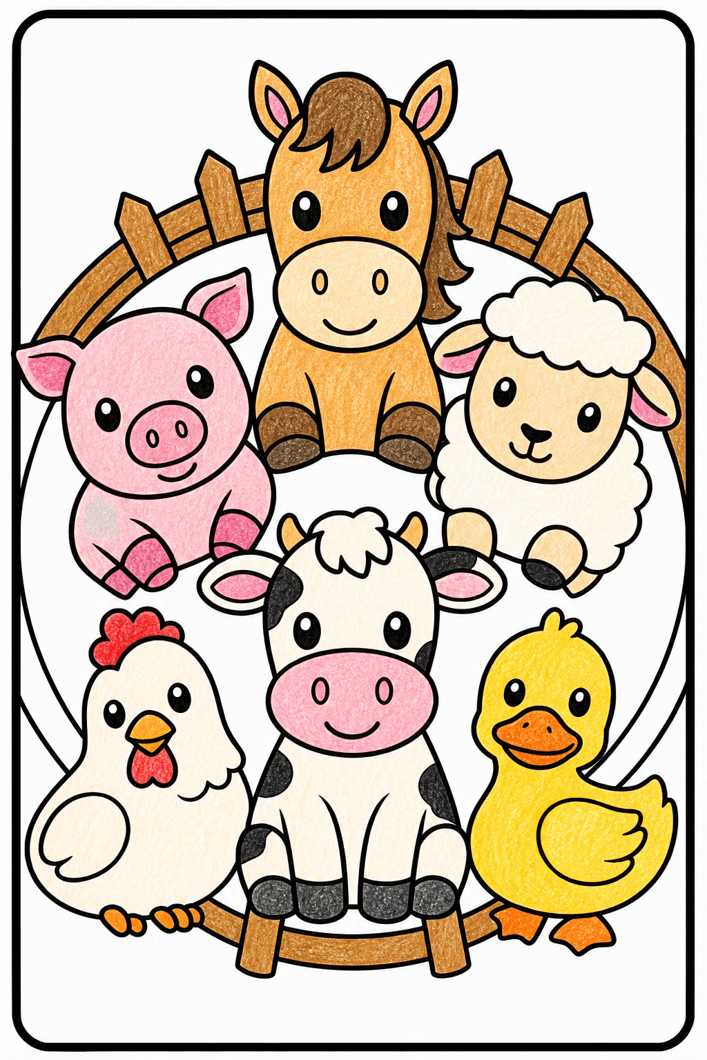 Bold and Easy Bold Easy Farm Animal crayon colorized preview